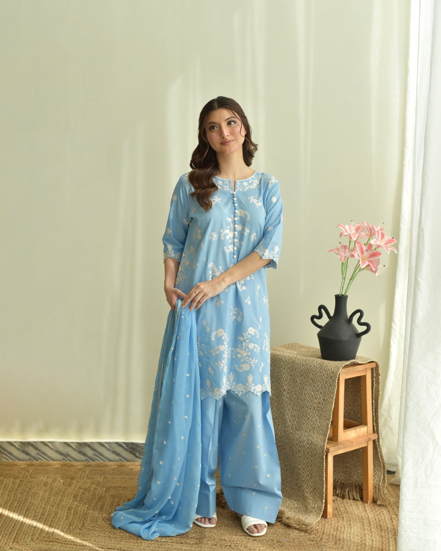 Decent Sky Embroidered 3Pcs