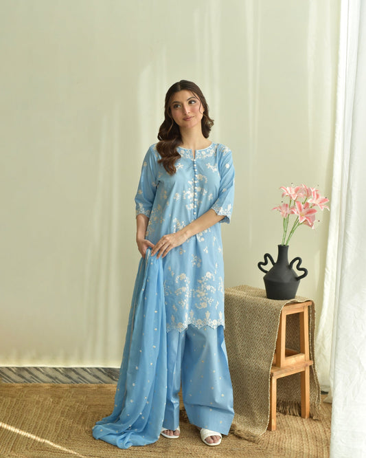 Decent Sky Embroidered 3Pcs