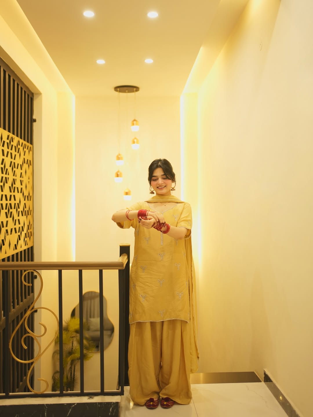 Mustard Emb 3Pcs