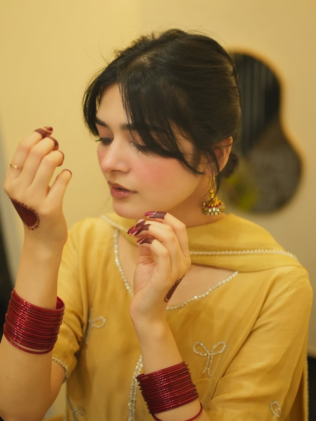 Mustard Emb 3Pcs