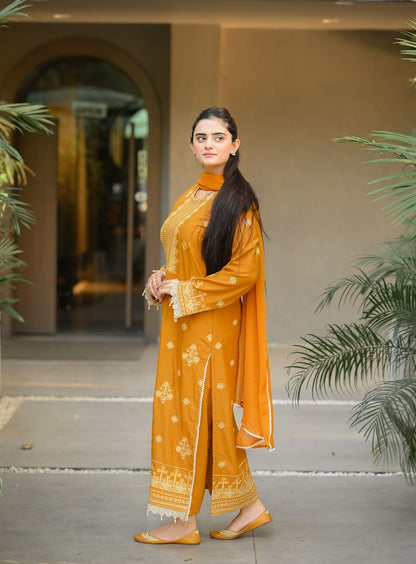 Golden Grace 3pc Suit Plain musturd Dupata
