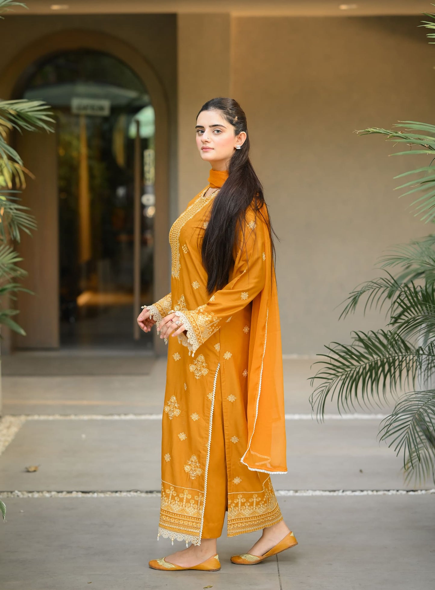 Golden Grace 3pc Suit Plain musturd Dupata