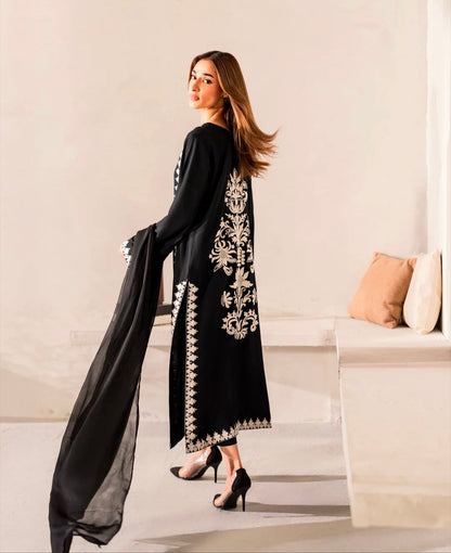 Blackish Embroidered 3Pc