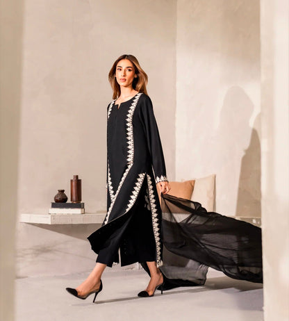 Blackish Embroidered 3Pc