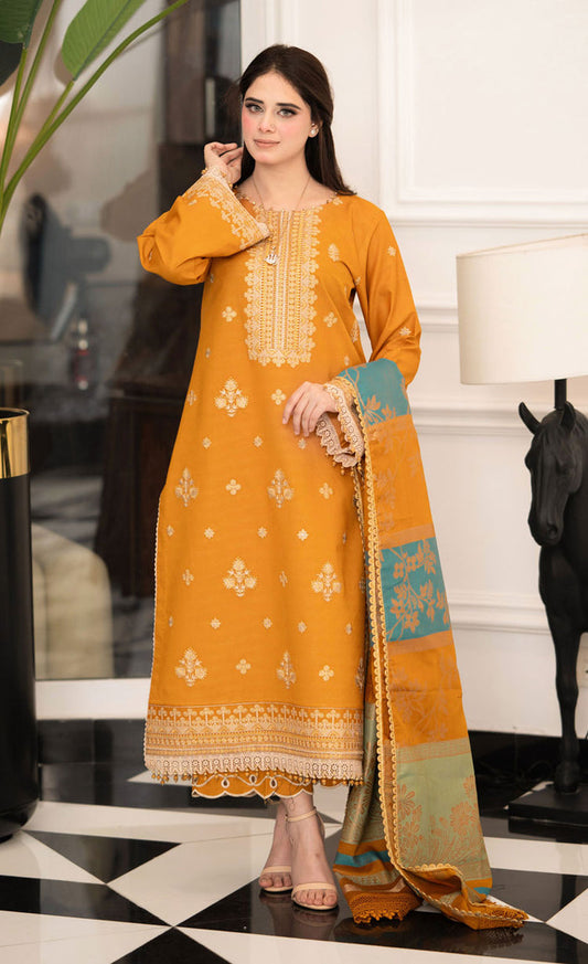 Golden Grace Embroidered 3Pc