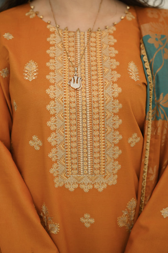 Golden Grace Embroidered 3Pc